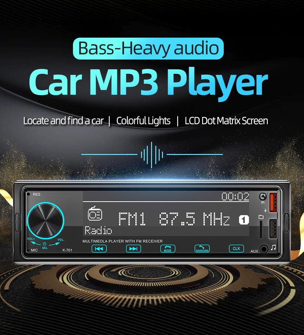Car stereo radio MP3 player with single 1DIN input, Bluetooth/FM/AUX input/TF/USB input. n