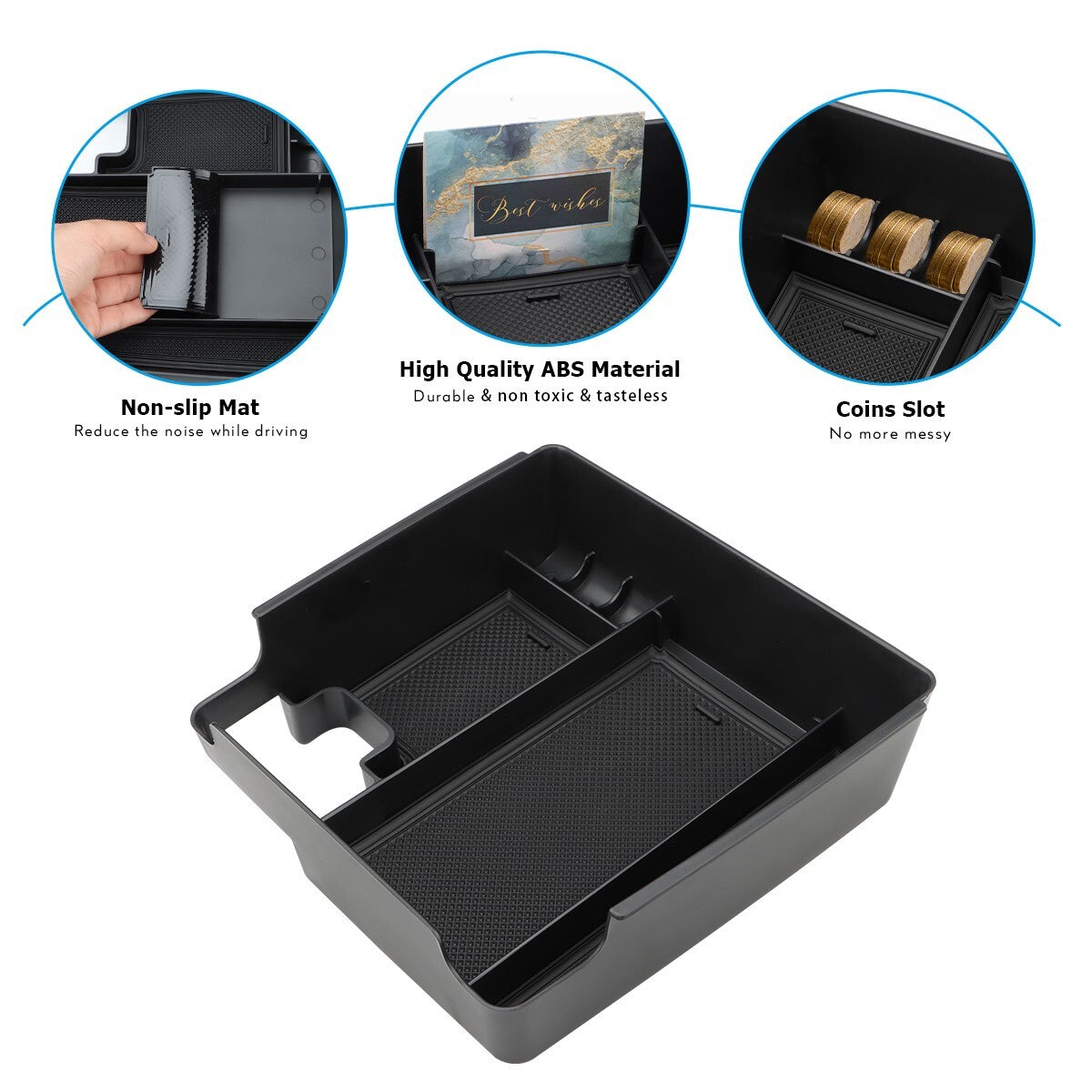 Black center console tray box trim accessory for Frontier 2022 2023 n