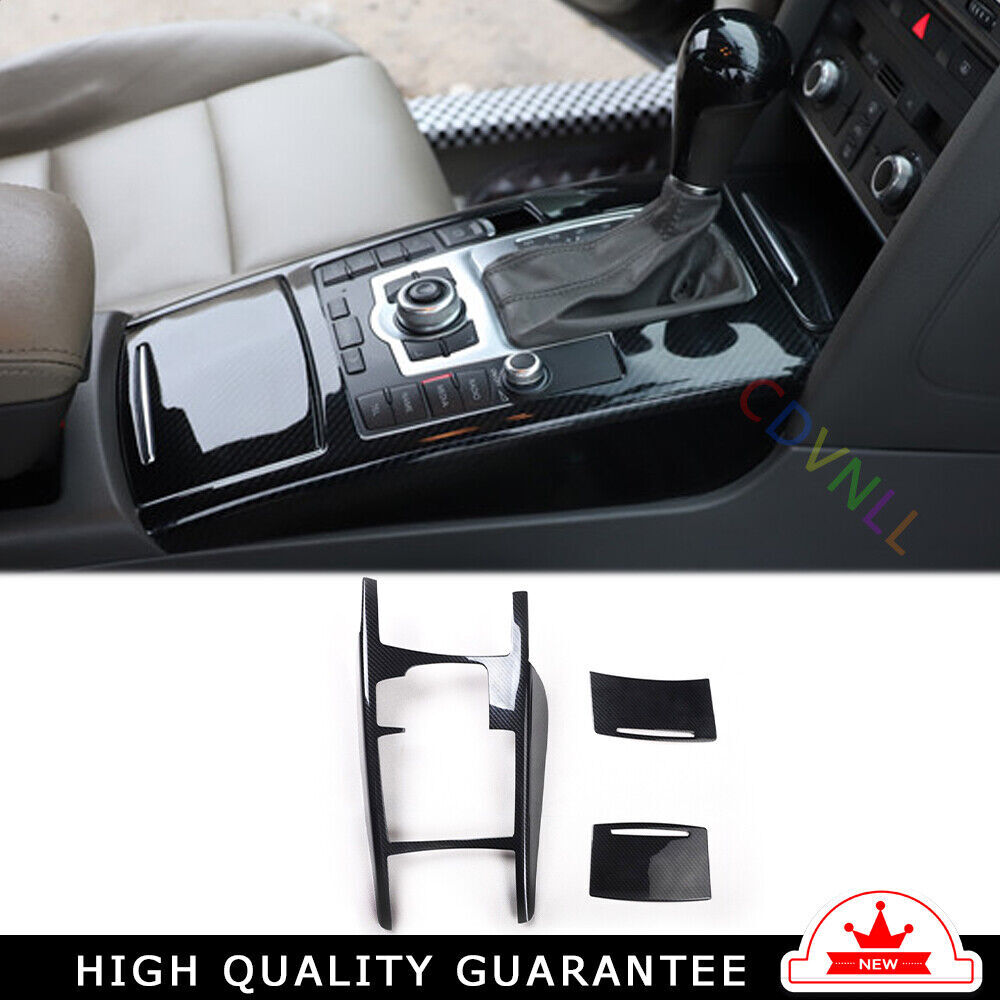Console Gear Shift Frame Cover Trim 3PCS Fit for Audi A6L 2005-2011 Carbon Fiber