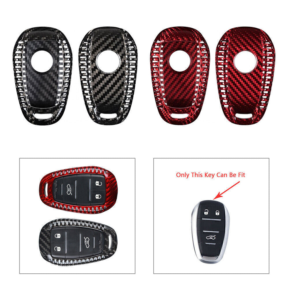 for Alfa Romeo for Stelvio Black/Red Carbon Fiber Remote Key Shell Cover Case Q