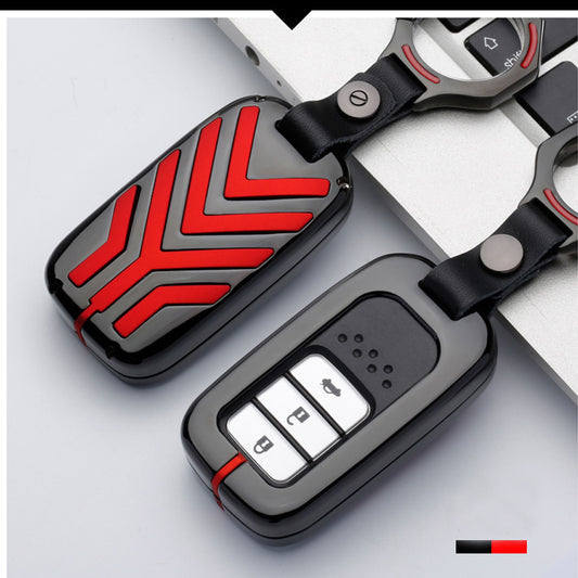 Gunmetal alloy with red key chain cover for Honda Accord, CRV, HVR, for Civic Odyssey Fit Q