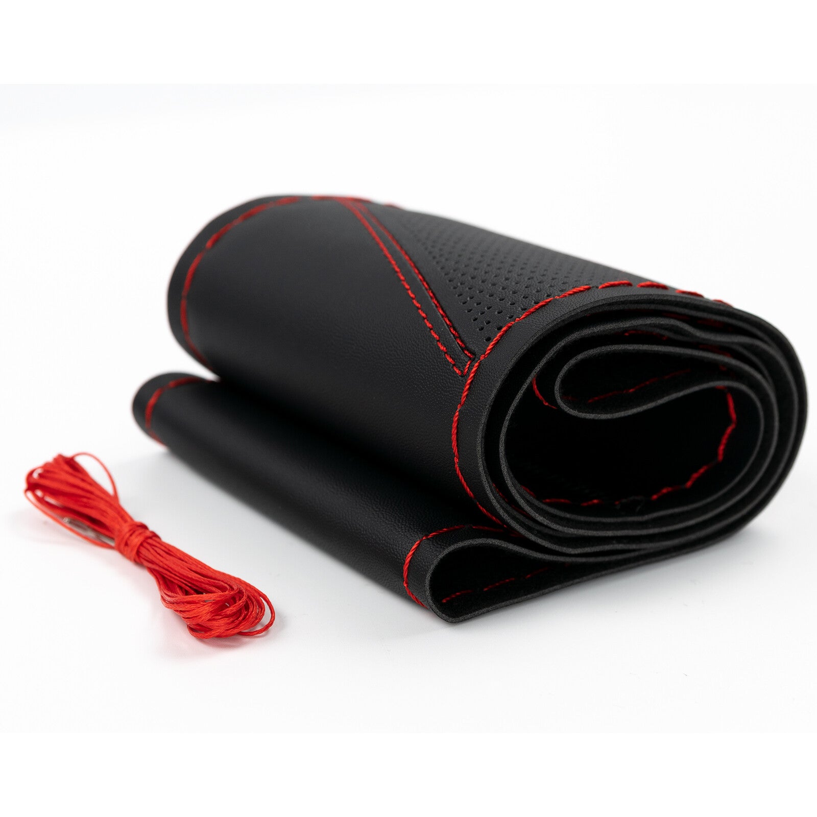 Leather DIY Car Steering Wheel Cover Red Protector Wrap Universal 38cm AUS