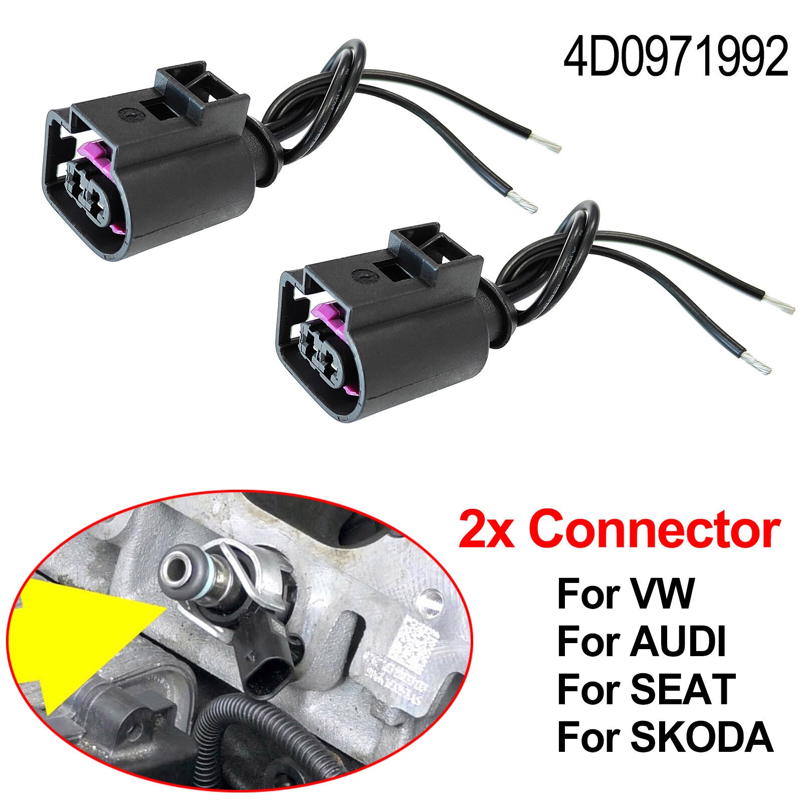 2x for AUDI for VW for SKODA Alternator Connector Fuel Injector Female Plug 4D0971992 AU Q