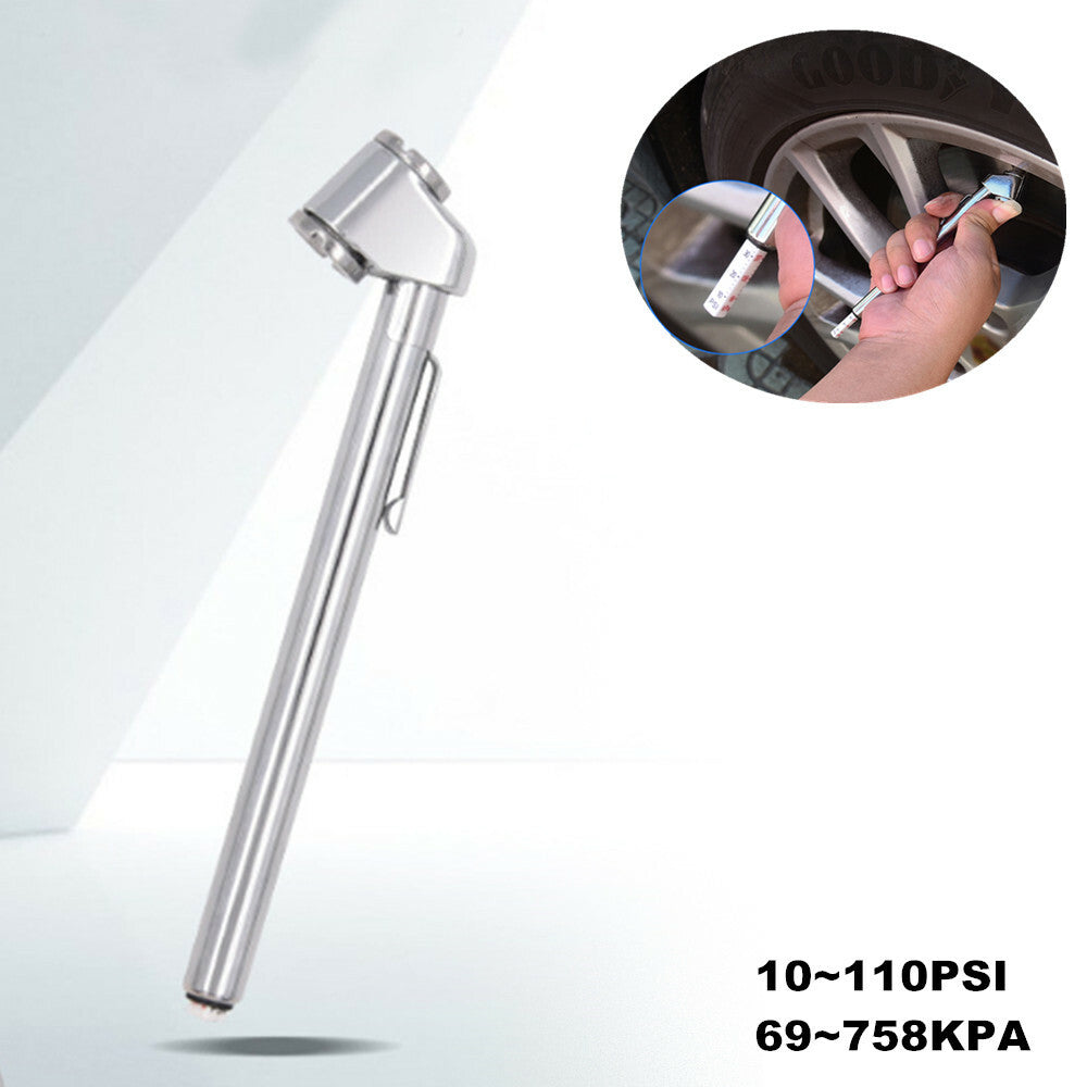 Pen-type truck/car tire pressure gauge, 10-110 PSI, retractable. n