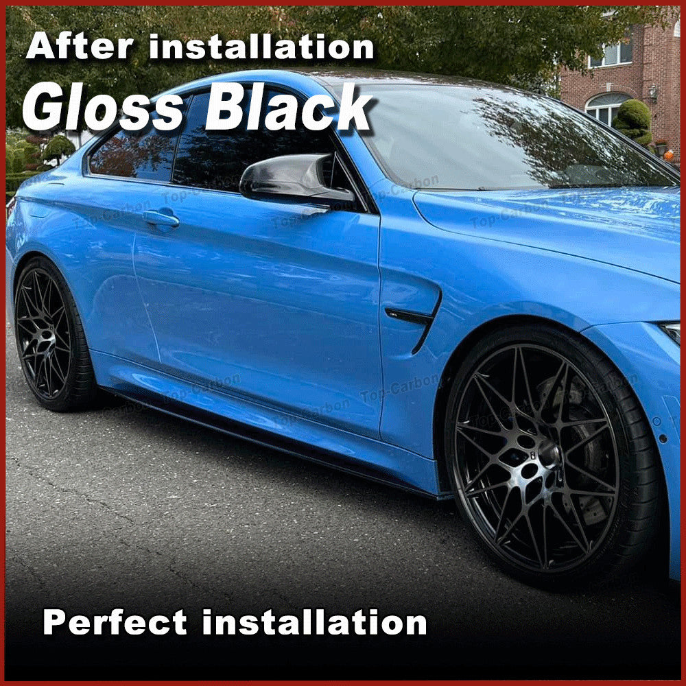 Fit for BMW M4 F82 F83 2014-2017 Gloss Black Side Skirts Spoiler Extension Lip