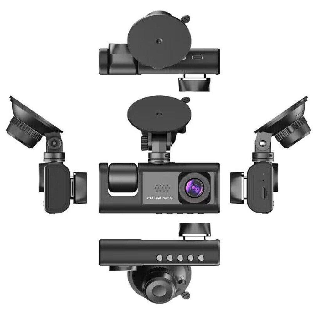 1080P HD 3-Lens Dash Cam Car DVR Video Recorder Front Rear Camera Loop Recording n