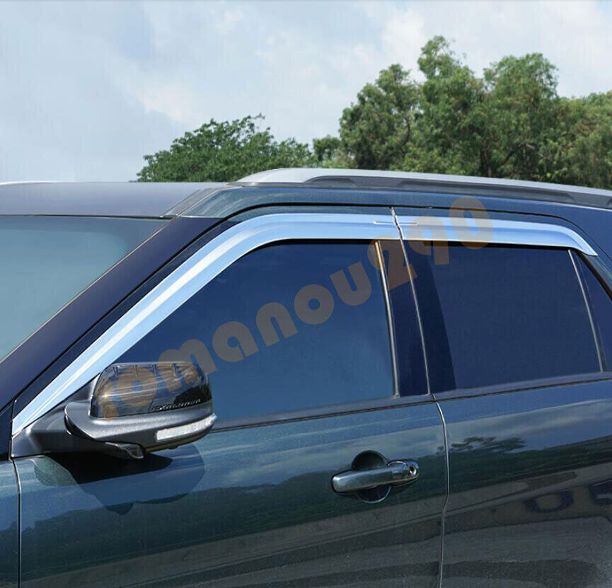 2014-2019 for Ford Explorer Chrome Window Visor Vent Shades Sun Rain Guard Cover