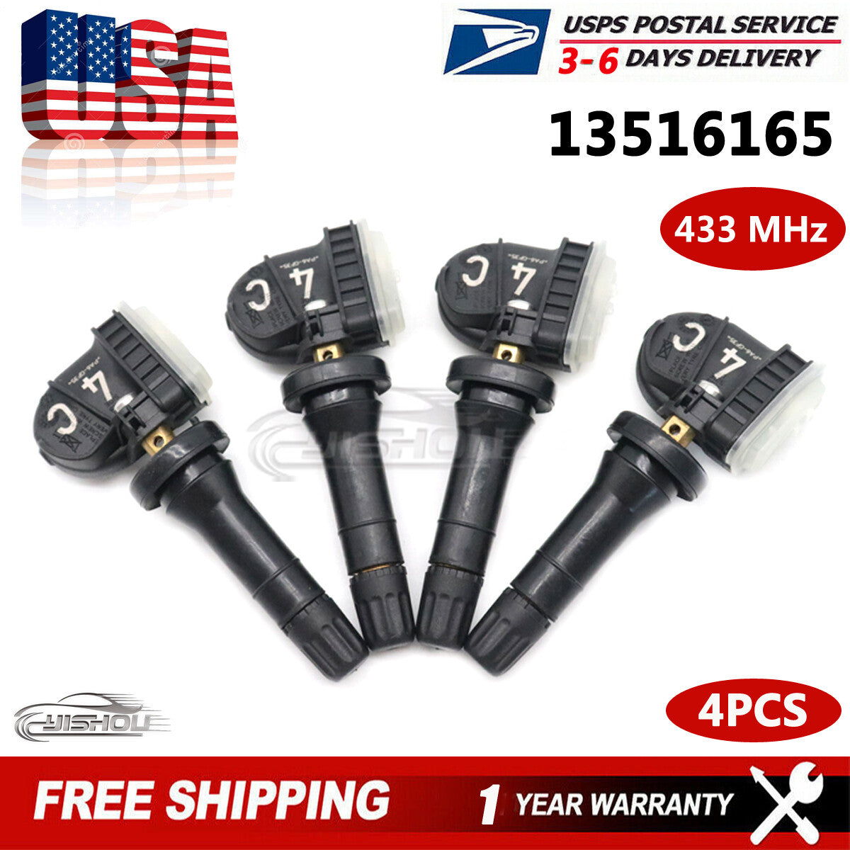 (4) 13516165 Tire Pressure Sensor TPMS For GM for Chevrolet Silverado for GMC 433Mhz