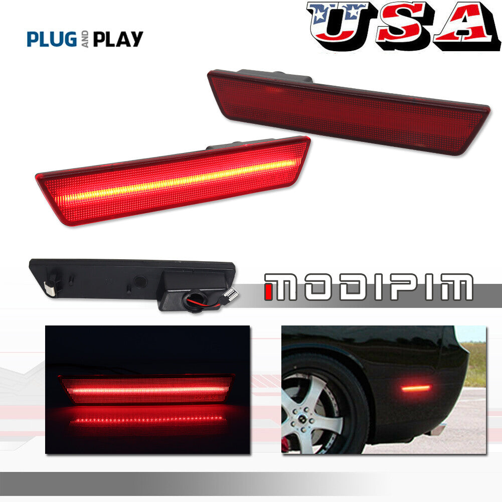 OE Style Red Lens Rear Side Marker LED Lights for 2008-14 for Dodge for Challenger - v