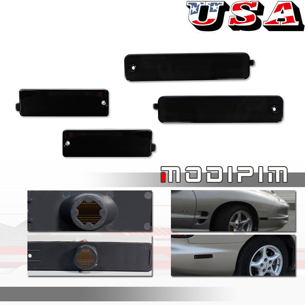 For 1998 - 2002 for Pontiac Firebird Smoked Front and Rear Bumper Side Marker Light Kit - v