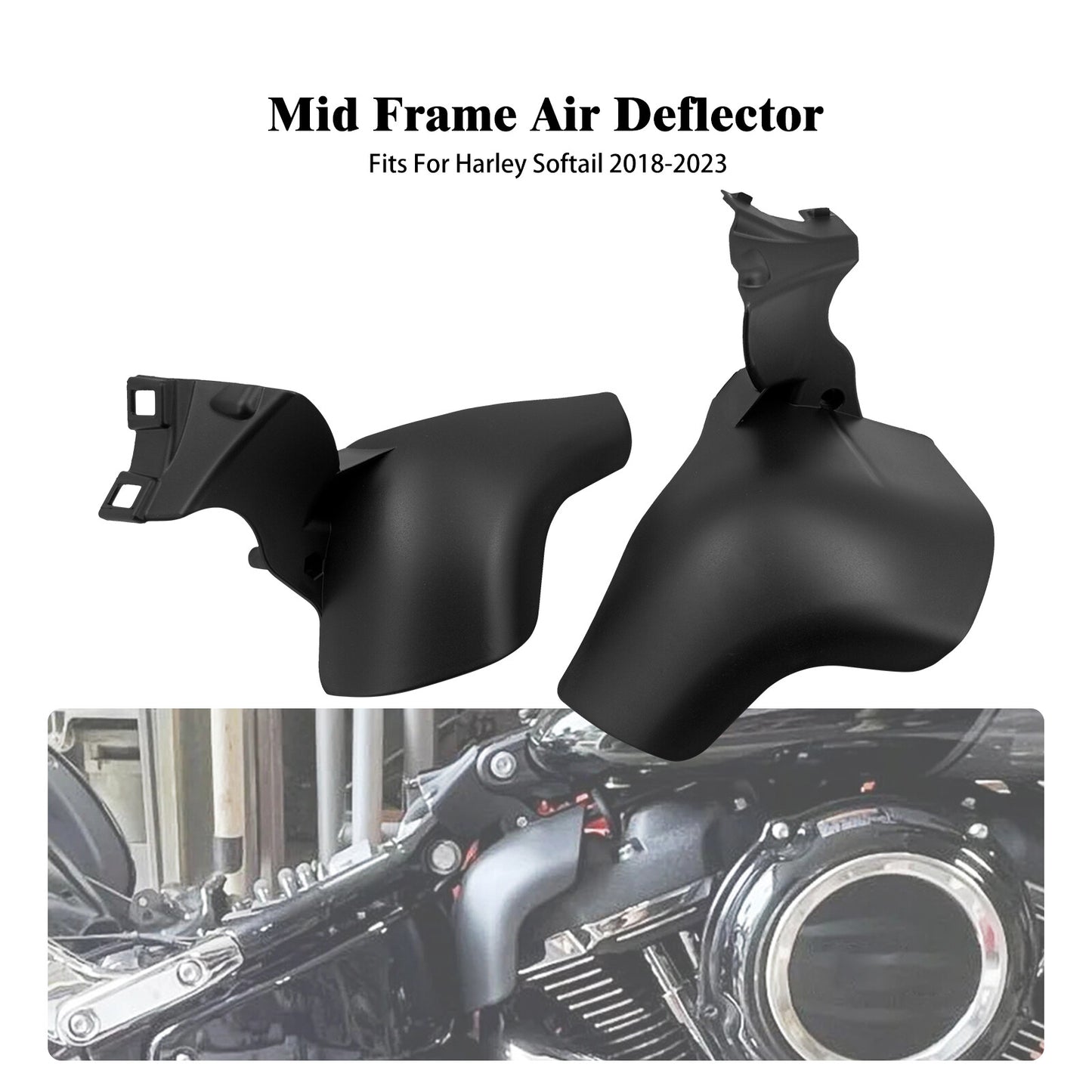 Black Mid Frame Air Deflector for Harley Softail Street Bob Breakout 2018-2023