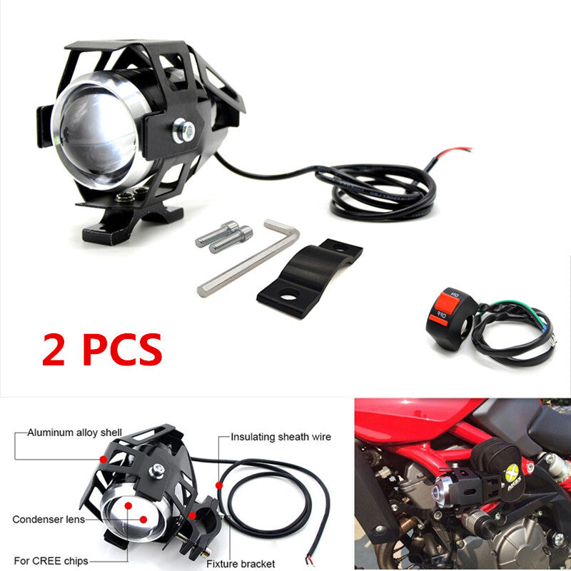 Motorcycle LED Headlight 3000LMW Driving Spotlight Street Fog DRL Spot Head LAMP