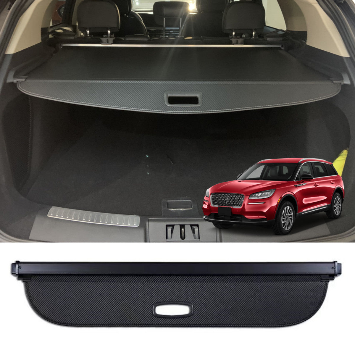 1P Canvas Car Rear Trunk Cargo Luggage Shade Cover for Lincoln Corsair 2020-2024