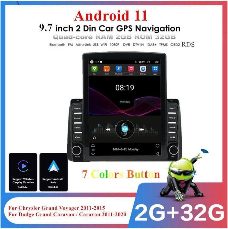 9.7 Stereo Radio Navi 2+32GB for Dodge Grand Caravan 2011-2020 Build-in Carplay