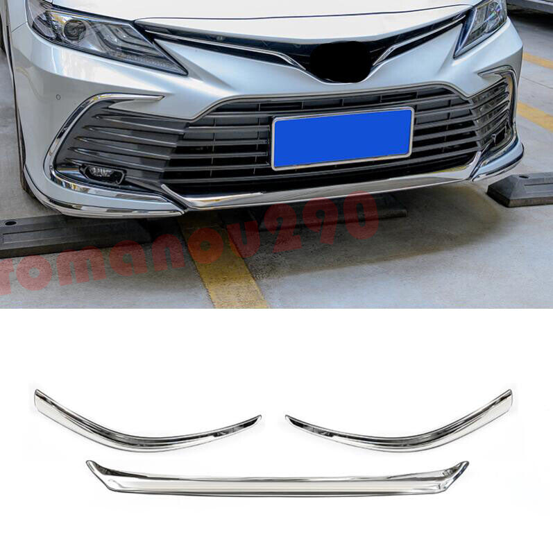 for Toyota for Camry LE XLE 2021-2023 Chrome Steel Front Bumper Cover Trim Kit 3Pcs