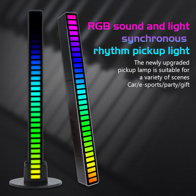 2pcs RGB 32LED Car USB Music Control Rhythm Lamp Atmosphere Strip Light Bar New