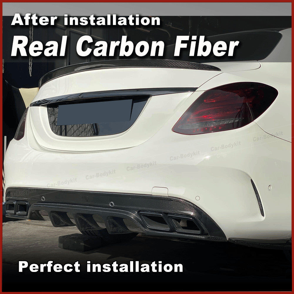 Fit for Benz W205 Sport C300 C43 C63 2015-19 Carbon Rear Bumper Diffuser Lip