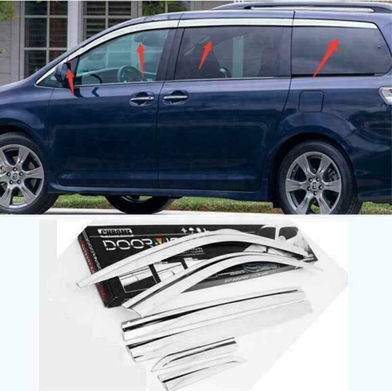 for Toyota for Sienna 2011-2020 Chrome Trim Window Vent Visor Wind Guard Deflector