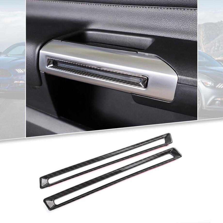 For 2015-2022 for Mustang Carbon Fiber Inner Door Handle Ring Frame Trim Cover v