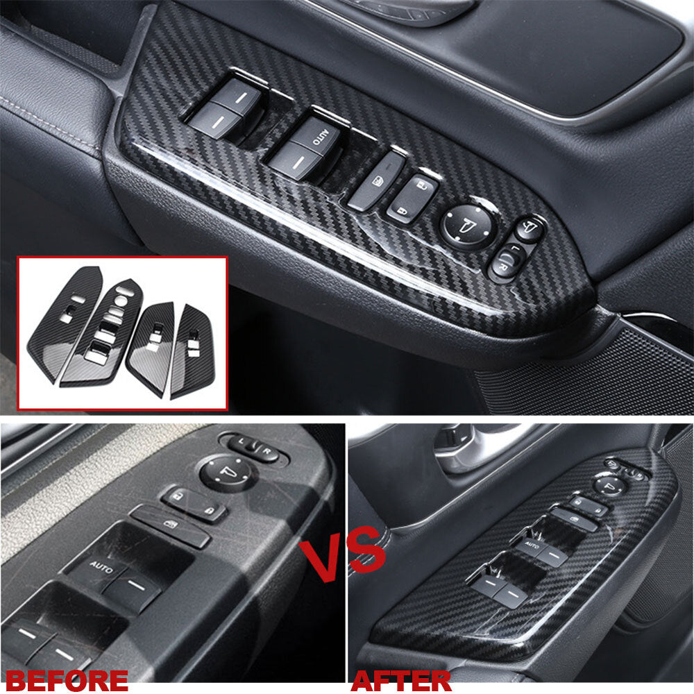 For 2017-2022 for Honda CRV Carbon Fiber Style Side Door Armrest Panel Trims Cover
