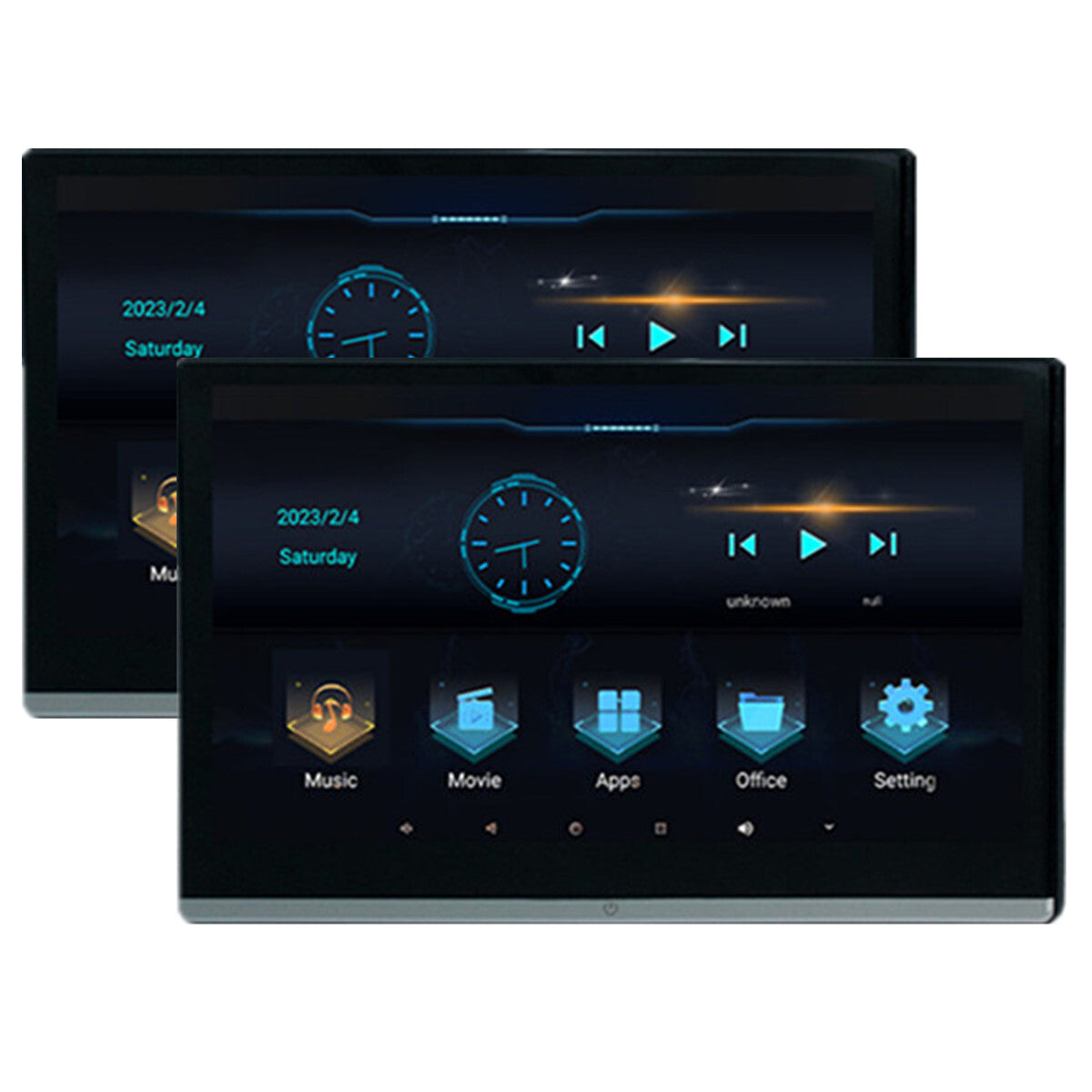 2Pcs Car Headrest Monitor Video Player Rear for Seat Radio Bluetooth WiFi 2+32G