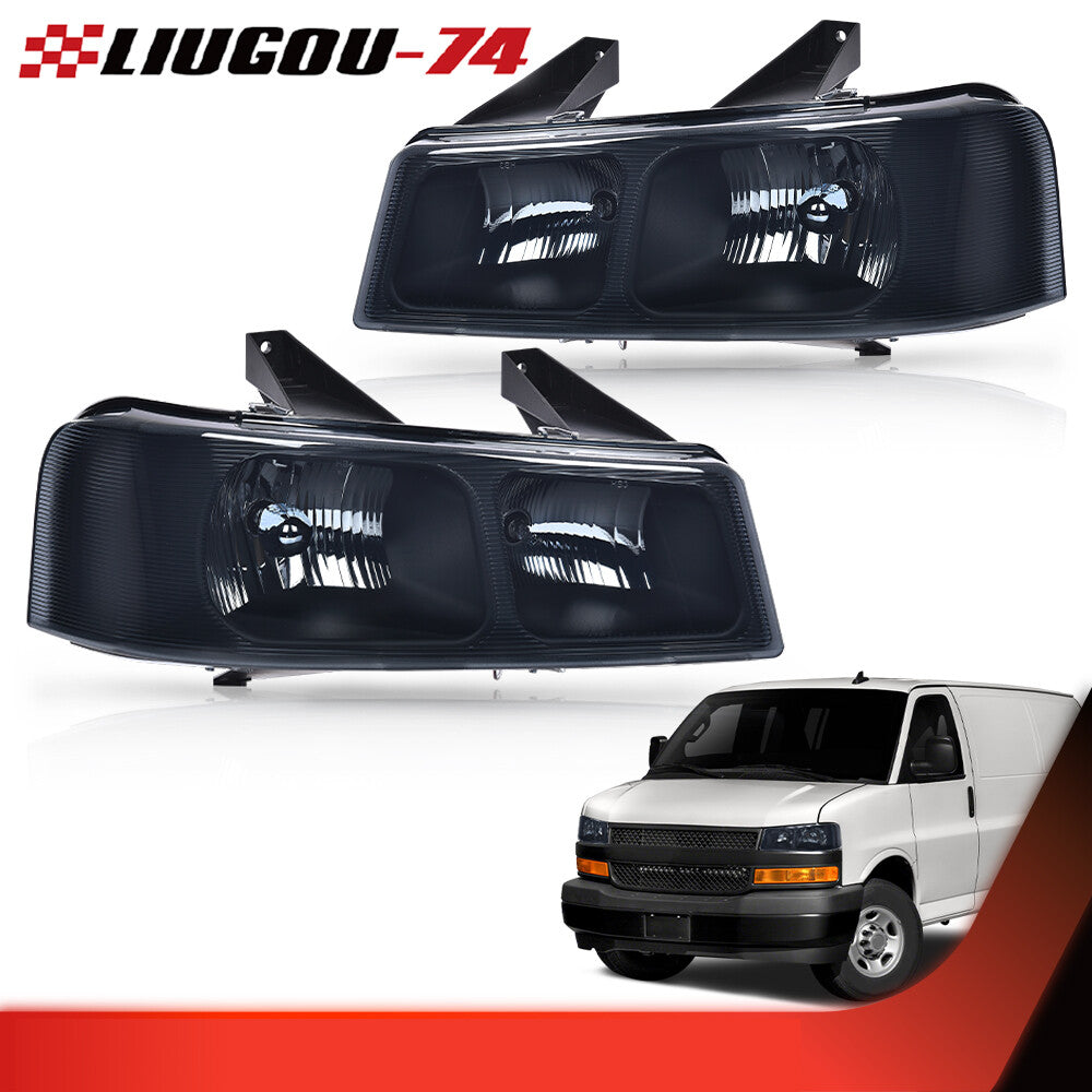 Fits 2003 - 2019 for Express for GMC Savana Van for CHRome/Smoked Headlights - v