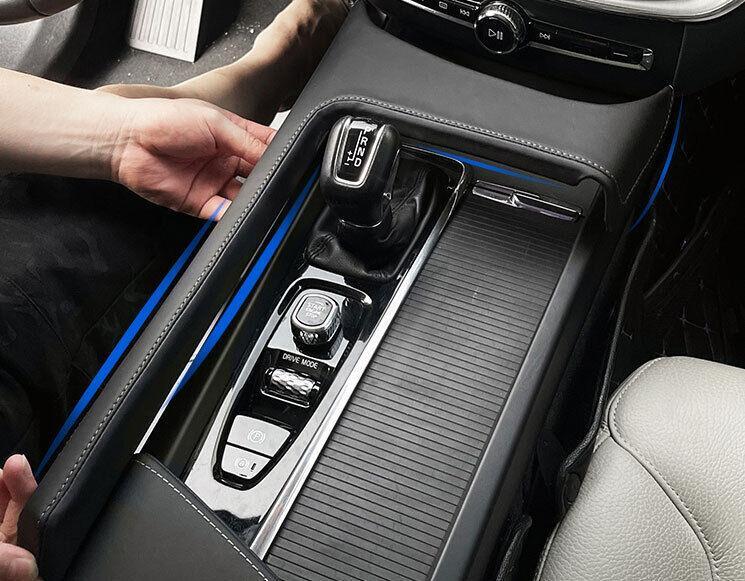 Fit for Volvo S60 2019-2023 Black Leather Middle Console Gear Shift Frame Trim