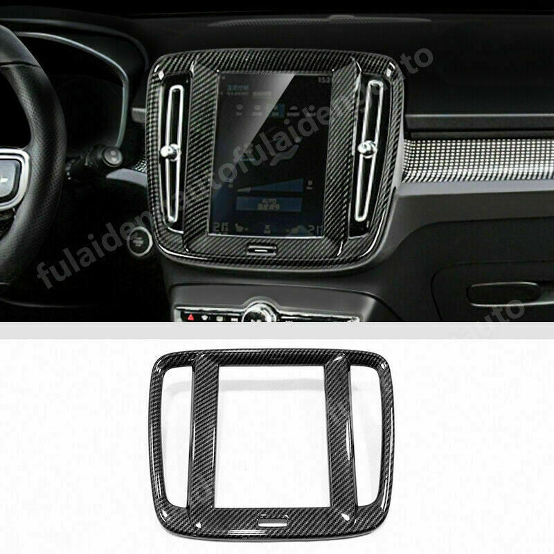 for Volvo XC40 2019 2020 2022 Carbon Fiber Interior Navigation Frame Cover Trim