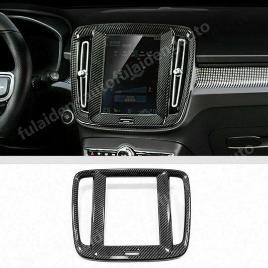 for Volvo XC40 2019 2020 2022 Carbon Fiber Interior Navigation Frame Cover Trim