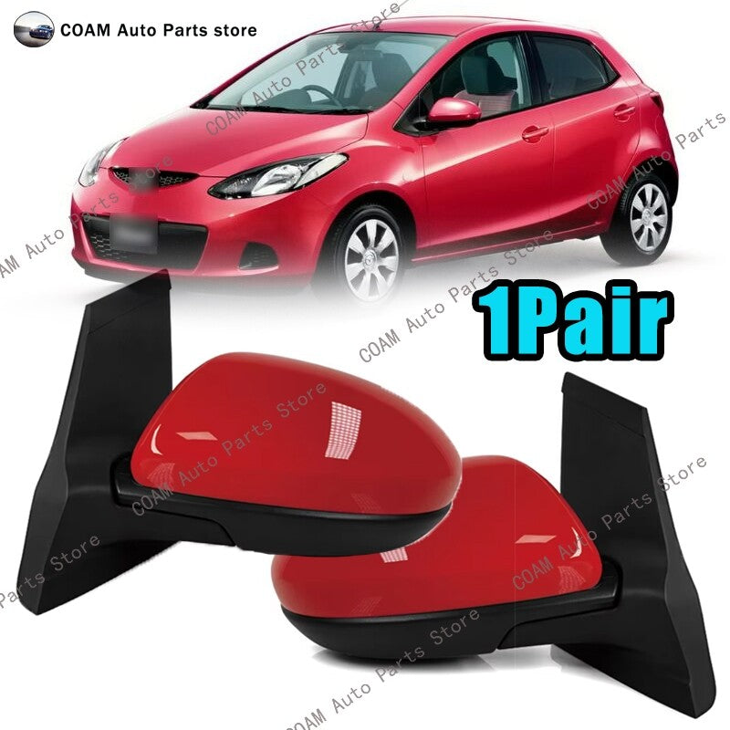 for Mazda 2 DE 2007-2014 Pair Red Exterior Door Rearview Side Mirror Assembly Q