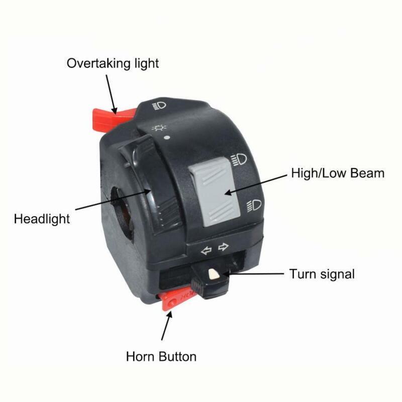 7/8 inch motorcycle handlebar headlight fog/turn signal light switch control button - n