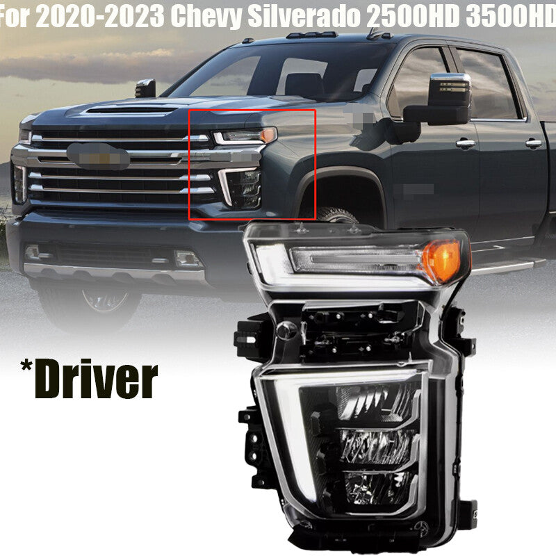 Driver LH LED High Low+DRL Headlight For 2020-2023 for Chevy Silverado 2500HD 3500HD n