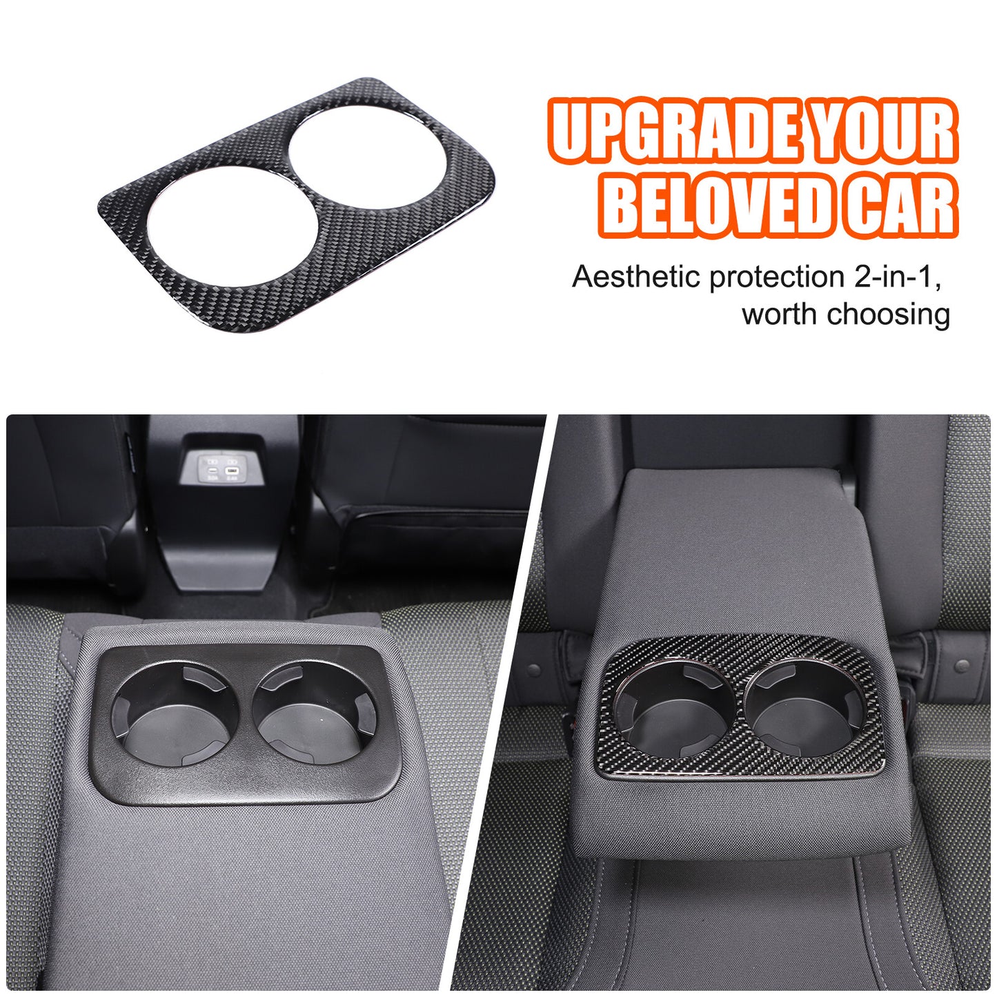 Carbon ABS Cup Holder Gear Shifter Cover Trim for Tacoma 2024+- v