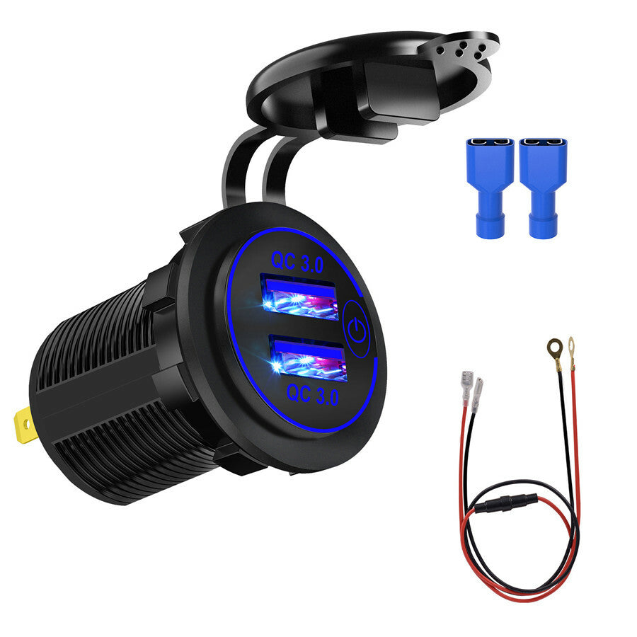 Dual USB Port Car Fast Charger Cigarette Lighter Socket Power Adapter 12V 24V