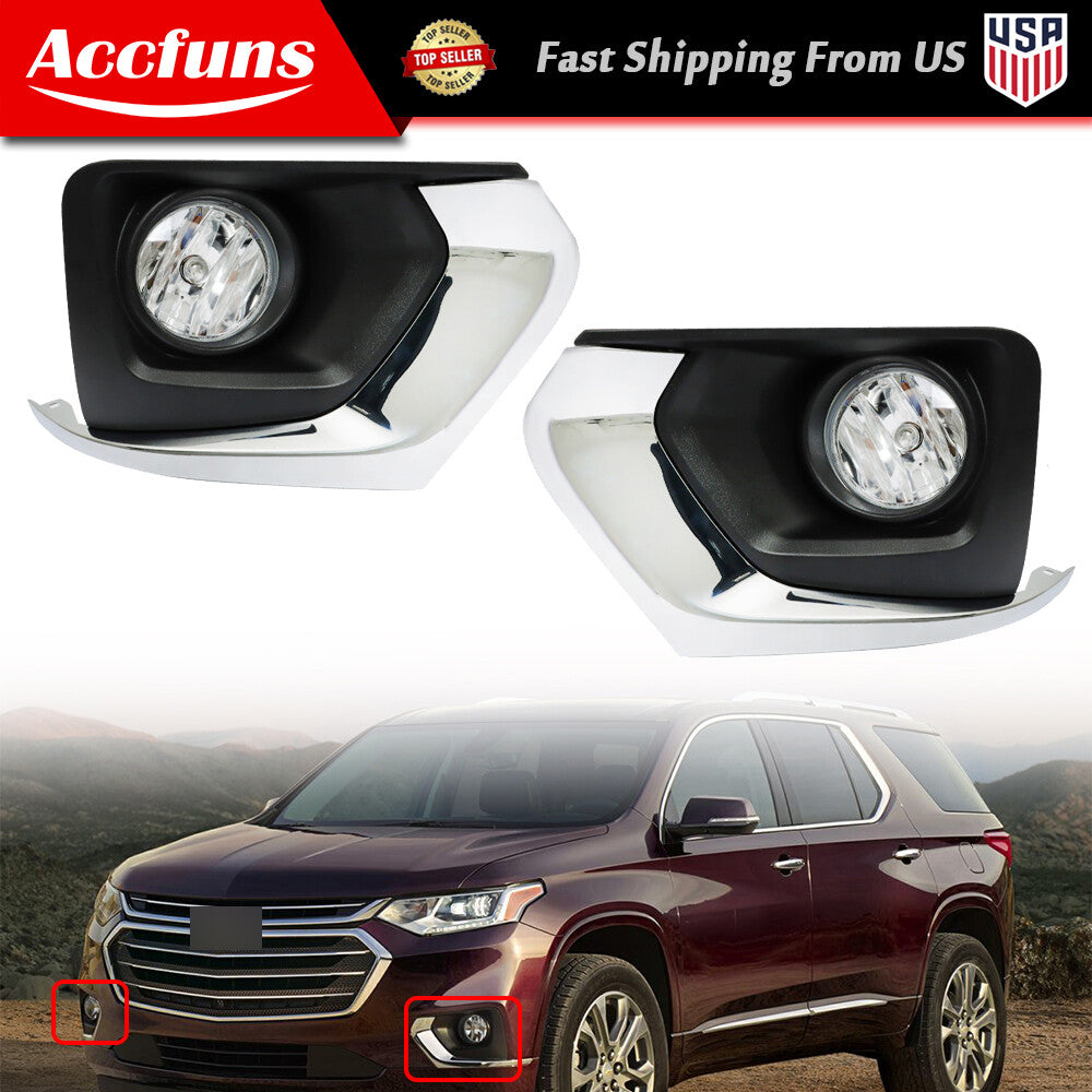 LH+RH Fog Light Kit + Bezel + Wiring Harness + Switch for 2018-2021 Traverse n
