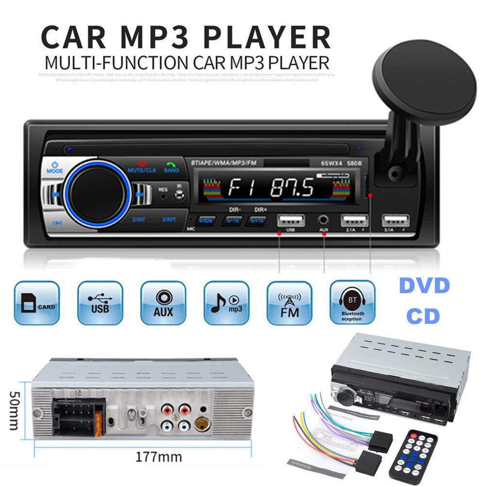Single DIN Car 4-Channel Bluetooth MP3 Music Player Card Radio USB Flash Drive n