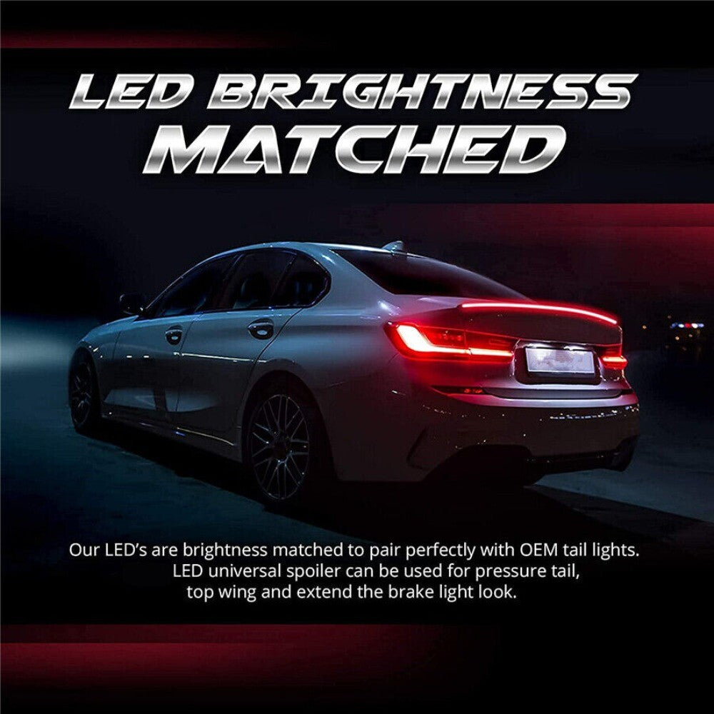 120CM LED Car Rear Trunk LED Spoiler Lip Tail Wing Brake Light Lamp Black New n