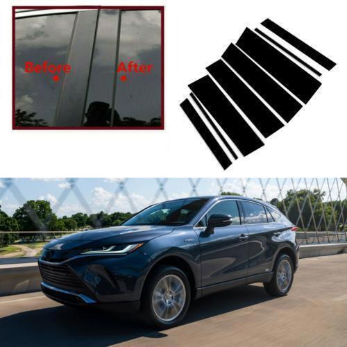 for Toyota Venza 2021-24 Gloss Black Pillar Posts Side Door Trim Piano Cover 8X