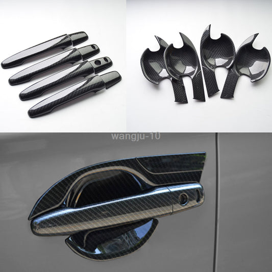 Carbon Color Door Handle Bowl Cover Trims ABS for Mitsubishi Outlander 2013-2021