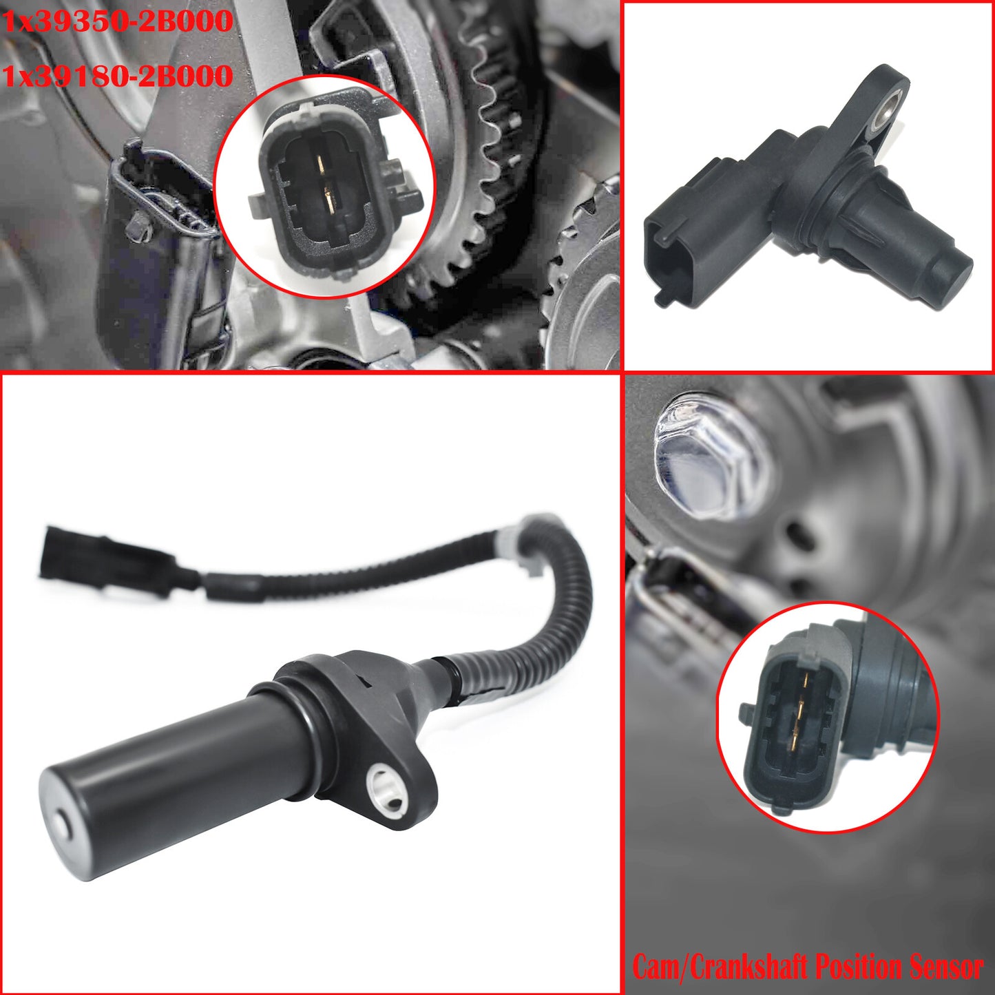 2pcs Cam/Crankshaft Position Sensors for Hyundai for Elantra Accent for Kia Forte Soul