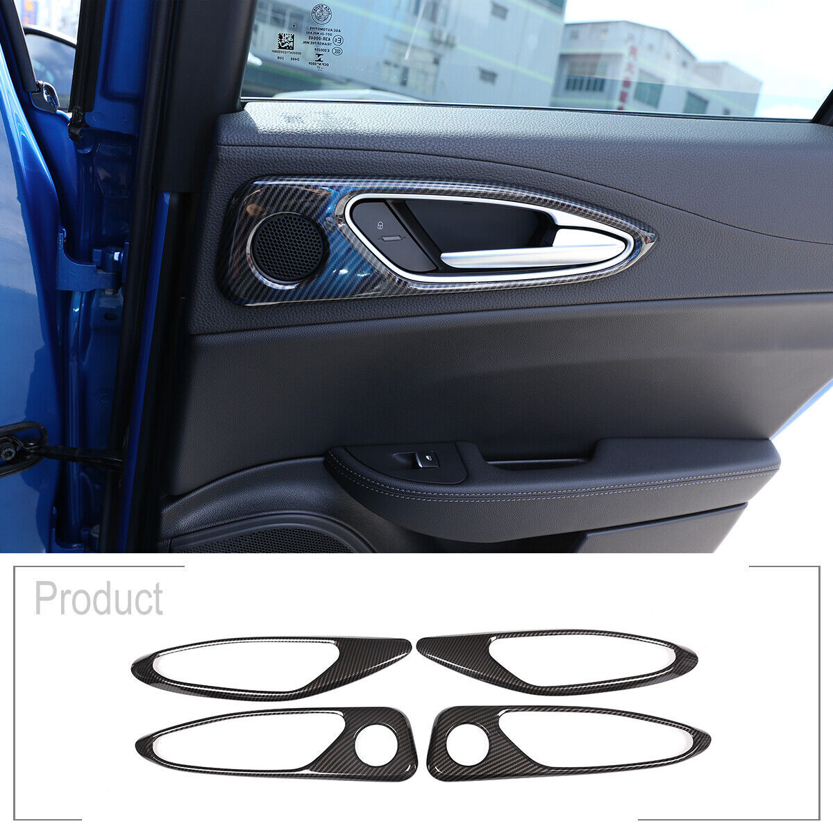 For Camaro 10-15 Front Door Speaker Horn Frame Red Carbon Fiber Trim- v