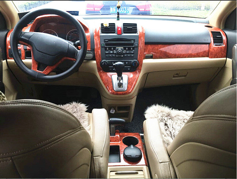 Console Gear Shift Frame Cover Trim for Honda CRV CR-V 2007-2011 Red Wood Grain