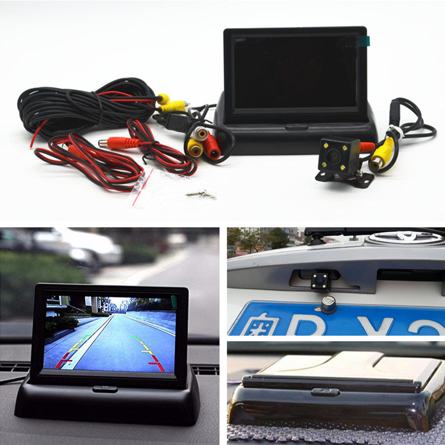 Car Rear View Foldable Monitor Display Reversing Reverse Parking Camera