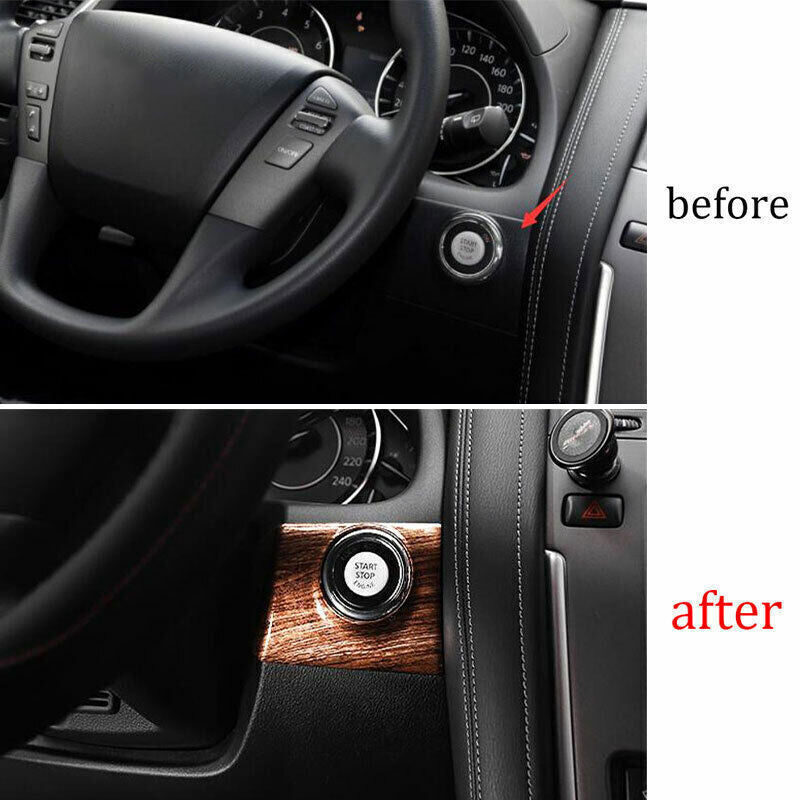 One-Click Startup Frame Cover Trim Fit for Nissan Armada Y62 2017-20 Wood Grain