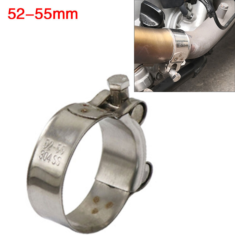 Motorcycle Exhaust Pipe Clamp 52mm-55mm Stainless Steel Muffler Fixed Caliper mo