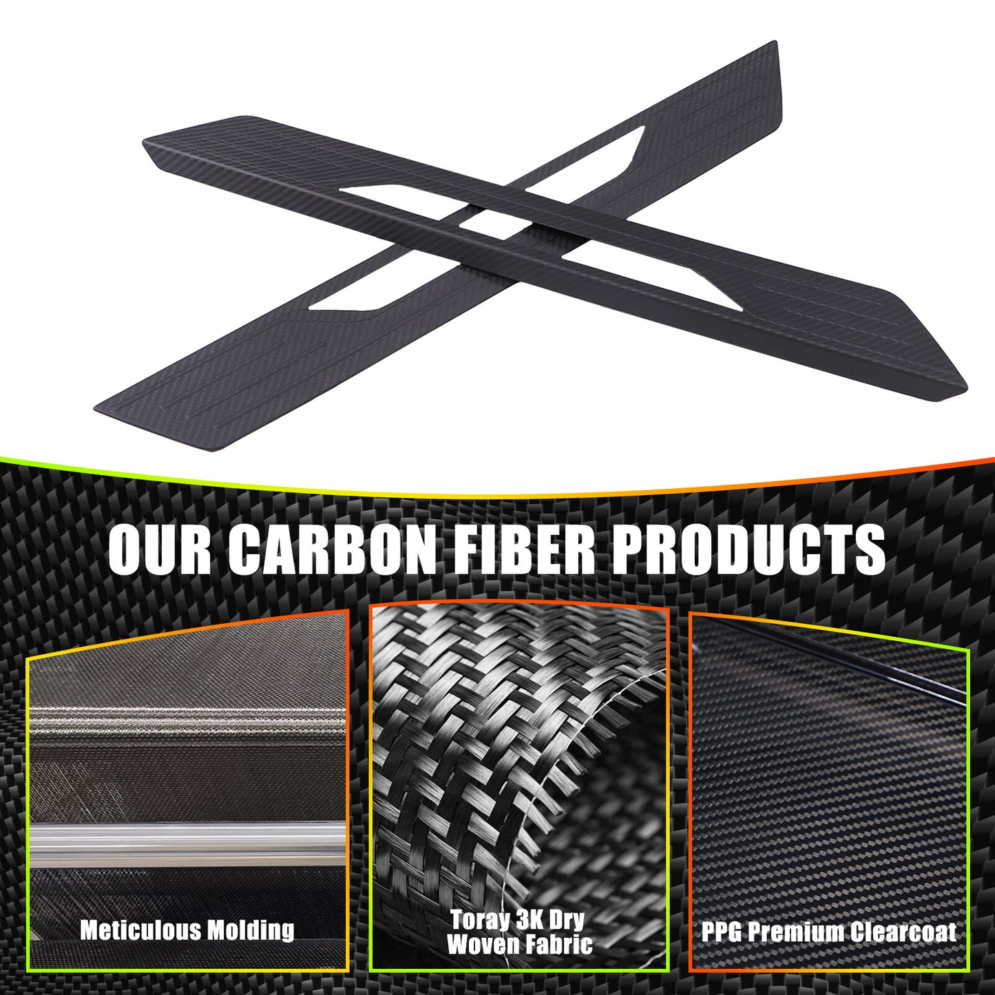 Suitable for 2020-2025 for Corvette C8 door and window wear panel cover with matte carbon fiber trim
