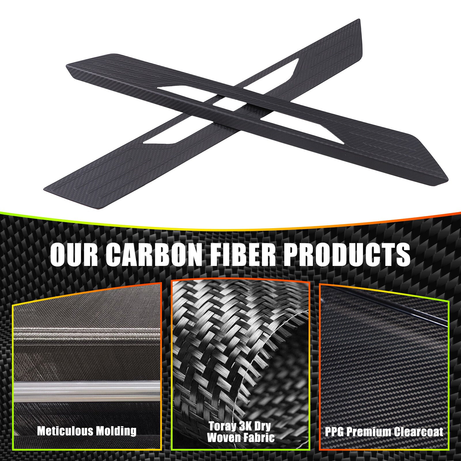 Suitable for 2020-2025 for Corvette C8 door and window wear panel cover with matte carbon fiber trim