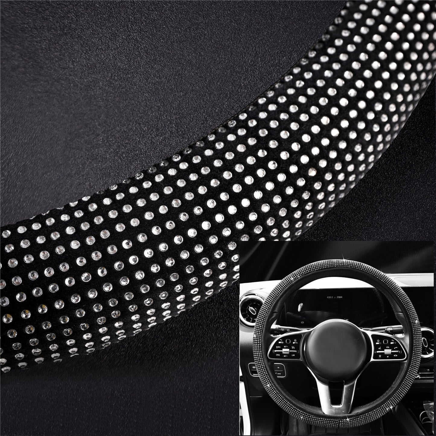 Bling Crystal Steering Wheel Cover Rhinestone Diamond Sparkling Car Accessories