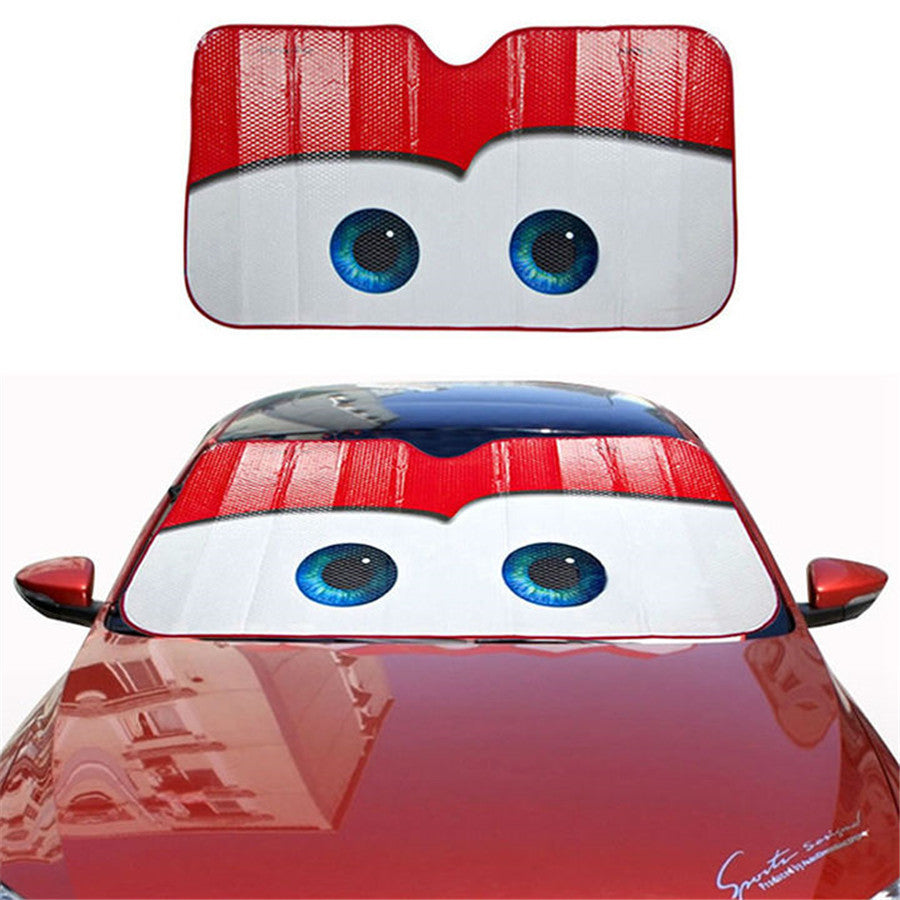 Car Windshield Sun Shade Sun Visor Anti-UV Red Big Eyes Funny Aluminium Foil Q