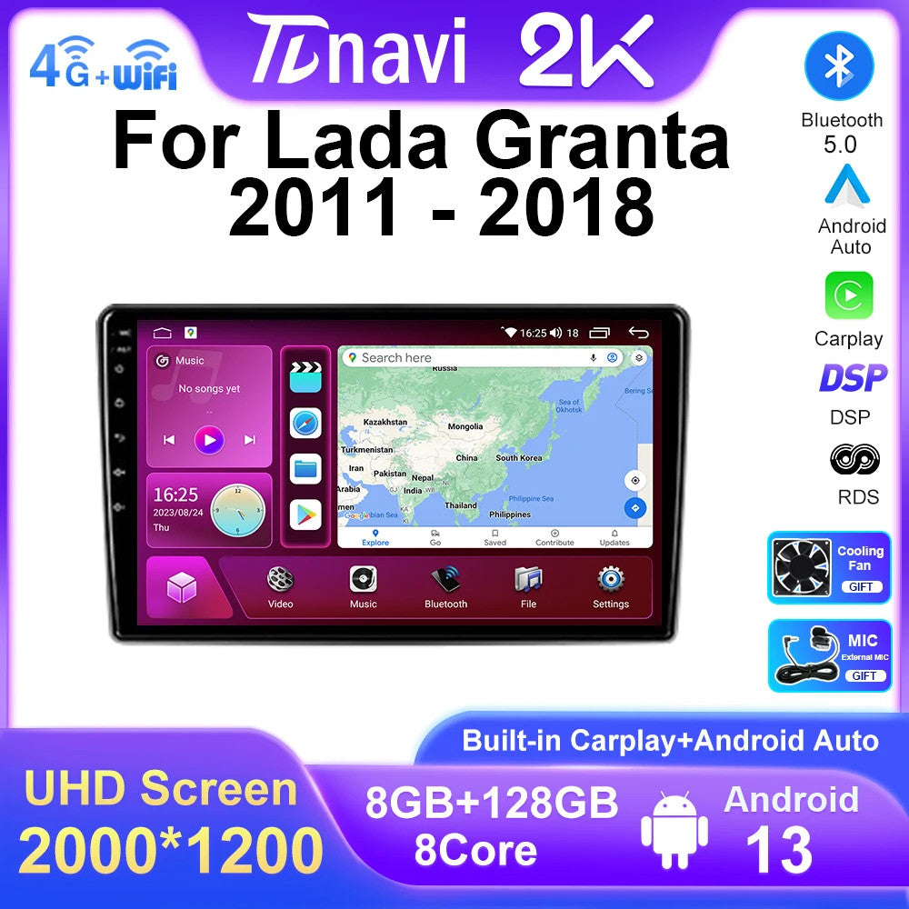 Android CarPlay Car Radio for Lada Granta 2011-2018 GPS Multimedia Player Screen